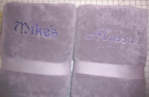 Towels for the happy couple. We are not very traditional. 